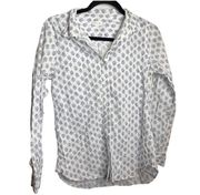 Organic Pima Floral Patterned White Button Print Shirt