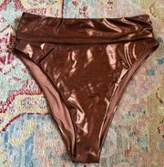 High Waisted Metallic Brown Bikini Bottoms