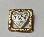 MOM Rhinestone Two Tone Brooch Pin NWOT Great For Mother’s Day Gift Signed AJMC
