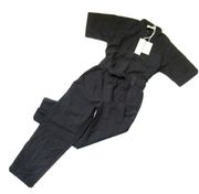 NWT Everlane The Fatigue Short-Sleeve Jumpsuit in Black Belted Cotton Utility 0