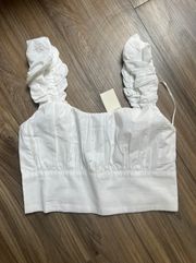 Abercrombie White Ruffled Tank