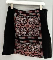 Francesca's Alya Embroidered Black Mini Skirt Size M