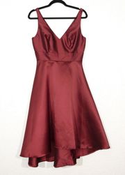 NWT  Burgundy High Low V Neck Cocktail Dress Size 6