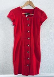 Vintage All that Jazz 80s mini red button up dress size 4