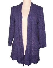 Fever Blue Size Medium Nubby Open Cardigan Open Front Casual Comfy