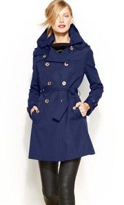 MICHAEL Michael Kors Blue Cotton Blend Trench Coat