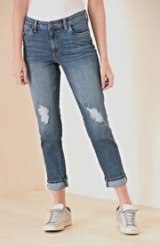 Kut from the Kloth Catherine Boyfriend Faded Five Pocket Distressed Blue Jean