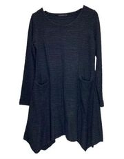 LUUKAA Textured Knit Pocket Tunic Dress Lagenlook