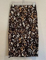 New! St. John Animal Print Pencil Skirt in Mahogany Brown