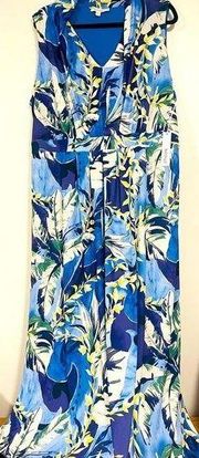 NWT Chico’s Tropical Print Pleat Front Maxi Dress Size XXL/20