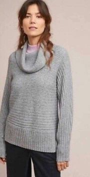Anthropologie Moth Grey Ribbed Cowl Neck Oversized Cozy Knit Sweater Small