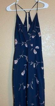 Lush Floral Print V-Neck Summer Maxi Dress Size Medium