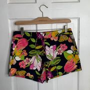 Trina Turk Corbin Secret Garden Bright Colorful Floral Mid Rise Shorts Sz 8