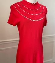 Eliza J Poppy Red Cap Sleeve Stretchy Knit Fit and Flare Dress M