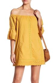 ANTHRO TULAROSA ISABELLA REVOLVE MUSTARD EMBROIDERED TUNIC SHIFT MINIDRESS S