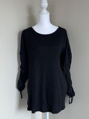 French Laundry Black Ruched Sleeve Top