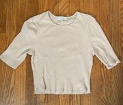 🟢 Wayf Rib Knit Cropped T-Shirt Beige Size Small