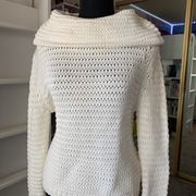 Finders White Crochet Turtleneck Sweater