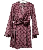 Trixxie Size Small Dress Pink Floral Bell‎ Sleeve Sheer Lined Spring BD1703