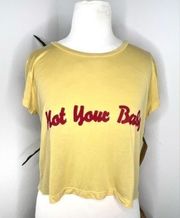 reformation shirt top “not your baby " t graphic cropped yellow nee