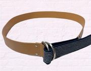 Talbots tan brown and blue leather belt large