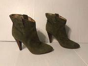 Ella Moss fine leather upper heeled ankle booties olive size 9 1/2 M