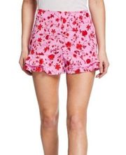 Likely Stevie Printed Flounce Shorts Size 12 Pink & Red Floral High Rise