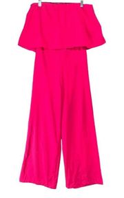 DO + BE Womens All My Life Jumpsuit Size M Pink Strapless Ruffle Wide Leg NEW