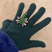Made in Italy jeweled gloves. Green.