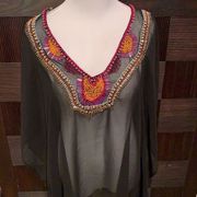 Ashley Stewart beaded sheer caftan or coverup