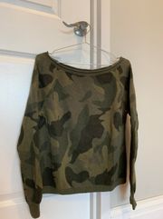 camo  off shoulder sweater