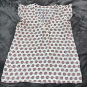 Rose & Olive sleeveless V-neck shirt with mini sleeve ruffle sz XS blouse top