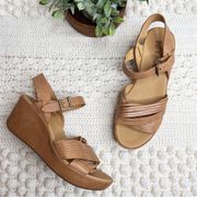 KORKS BY KORK EASE Martinique Platform Wedge Sandal Leather Natural Tan 10 Retro