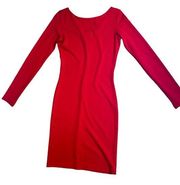 Amanda Uprichard Long Sleeve Cherry Red Body Con Midi Dress Size Small NWOT