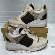 Michael Kors Brown Crista Tech Canvas Trainer Sneakers