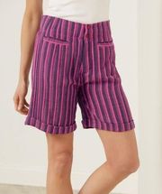 NWT Soft Surroundings Dulcinea Shorts Fuchsia Stripe Wool Size Medium M N1335