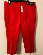New NWT New York & Company 7th Avenue Crop Straight Leg Red Size 12
