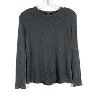 Saturday Gray Long Sleeve Waffle Knit Thermal Fitted T-Shirt Large L