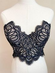 Victoria's Secret Black Lace Strapless Bra 34DD Dream Angels Multiway Bustier