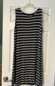 Black and white maxi striped tank dress