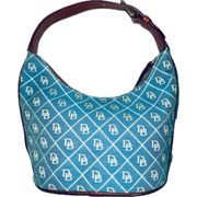 NWOT Dooney & Bourke Siganture Monogram DB Logo Bucket Hobo Bag, Blue