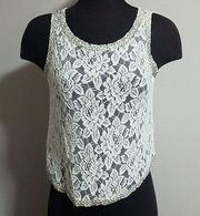 HP! Jennifer Lopez Cream Floral Lace Tank Top (XS)