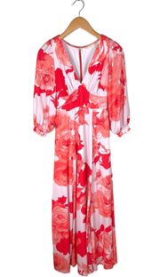 Wayward Fancies  Vented Rose Print Crepe Maxi Dress XS