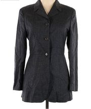 Giorgio Armani Vestimenta Spa Black Blazer Dark Gray 100% Pure New Wool Size 42