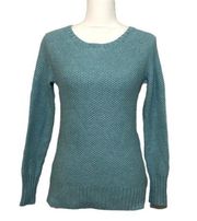 NWOT Light Aqua Blue Knit Wool Blend Crewneck Sweater Pullover Long Sleeve New