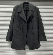 Vintage Y2K Express Juniors Wool Coat Size 11/12 Gray Double Breasted Peacoat