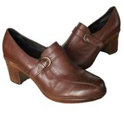 Dansko Shoes Womens 9.5-10 EU 40 Brown Norah Leather Block Heels Slip On Comfort