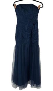 Alfred Angelo Blue Tulle Strapless Mermaid Formal Dress