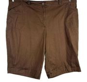 White Stag Plus Size 28W Bermuda Shorts Brown Elastic Waist Cuffed Walking 1220