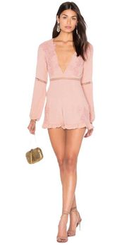 For Love and Lemons Lilou Floral Romper in Dusty Pink